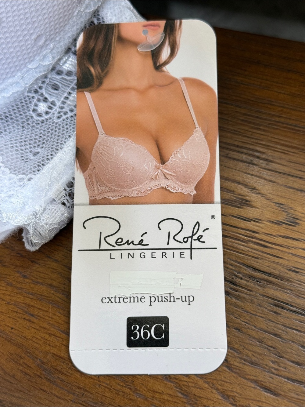 Rene Rofe White Lace Extreme Push-Up Bra with Floral Embroidery. Size 36C. - Picture 5 of 11